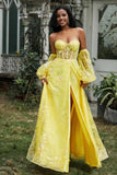 Sweetheart See-Through Lace Formal Evening Dress With High Slit Prom Party Gowns