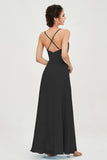 Vestido de dama de honor de gasa con tirantes finos y largo hasta los tobillos, fruncido, formal, de noche 