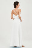 Vestido de dama de honor de gasa con tirantes finos y largo hasta los tobillos, fruncido, formal, de noche 