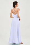 Vestido de dama de honor de gasa con tirantes finos y largo hasta los tobillos, fruncido, formal, de noche 