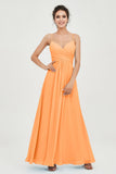 Vestido de dama de honor de gasa con tirantes finos y largo hasta los tobillos, fruncido, formal, de noche 