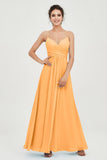 Vestido de dama de honor de gasa con tirantes finos y largo hasta los tobillos, fruncido, formal, de noche 