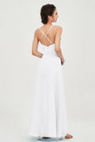 Vestido de dama de honor de gasa con tirantes finos y largo hasta los tobillos, fruncido, formal, de noche 