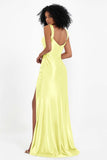 Stretch Satin Mermaid Bridesmaid Dress Sleeveless Pleated Formal Evening Dresses with Slit