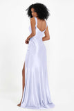 Stretch Satin Mermaid Bridesmaid Dress Sleeveless Pleated Formal Evening Dresses with Slit