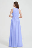 Jewel Chiffon A Line Bridesmaid Dress Floor Length Formal Evening Dresses Ruched Split Up