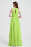 Jewel Chiffon A Line Bridesmaid Dress Floor Length Formal Evening Dresses Ruched Split Up