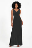 V-neck Velvet Sleeveless Formal Evening Dresses Sheath Long Bridesmaid Prom Party Dress Gowns