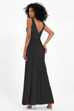V-neck Velvet Sleeveless Formal Evening Dresses Sheath Long Bridesmaid Prom Party Dress Gowns
