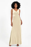 V-neck Velvet Sleeveless Formal Evening Dresses Sheath Long Bridesmaid Prom Party Dress Gowns