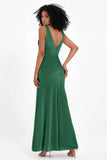 V-neck Velvet Sleeveless Formal Evening Dresses Sheath Long Bridesmaid Prom Party Dress Gowns