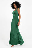 V-neck Velvet Sleeveless Formal Evening Dresses Sheath Long Bridesmaid Prom Party Dress Gowns