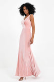 V-neck Velvet Sleeveless Formal Evening Dresses Sheath Long Bridesmaid Prom Party Dress Gowns