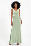 V-neck Velvet Sleeveless Formal Evening Dresses Sheath Long Bridesmaid Prom Party Dress Gowns