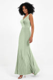 V-neck Velvet Sleeveless Formal Evening Dresses Sheath Long Bridesmaid Prom Party Dress Gowns