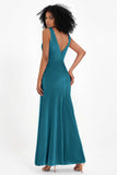 V-neck Velvet Sleeveless Formal Evening Dresses Sheath Long Bridesmaid Prom Party Dress Gowns