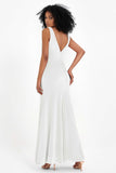 V-neck Velvet Sleeveless Formal Evening Dresses Sheath Long Bridesmaid Prom Party Dress Gowns