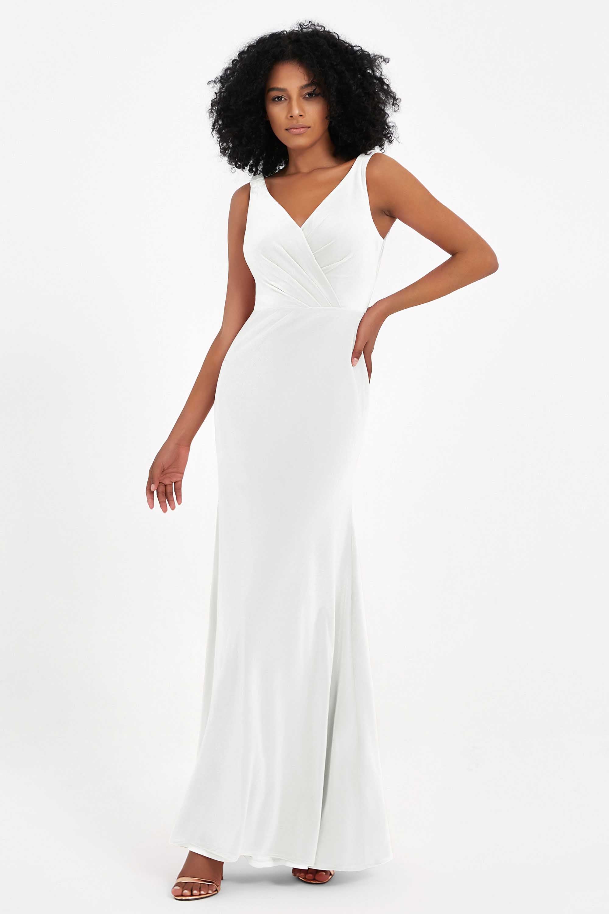 V-neck Velvet Sleeveless Formal Evening Dresses Sheath Long Bridesmaid Prom Party Dress Gowns