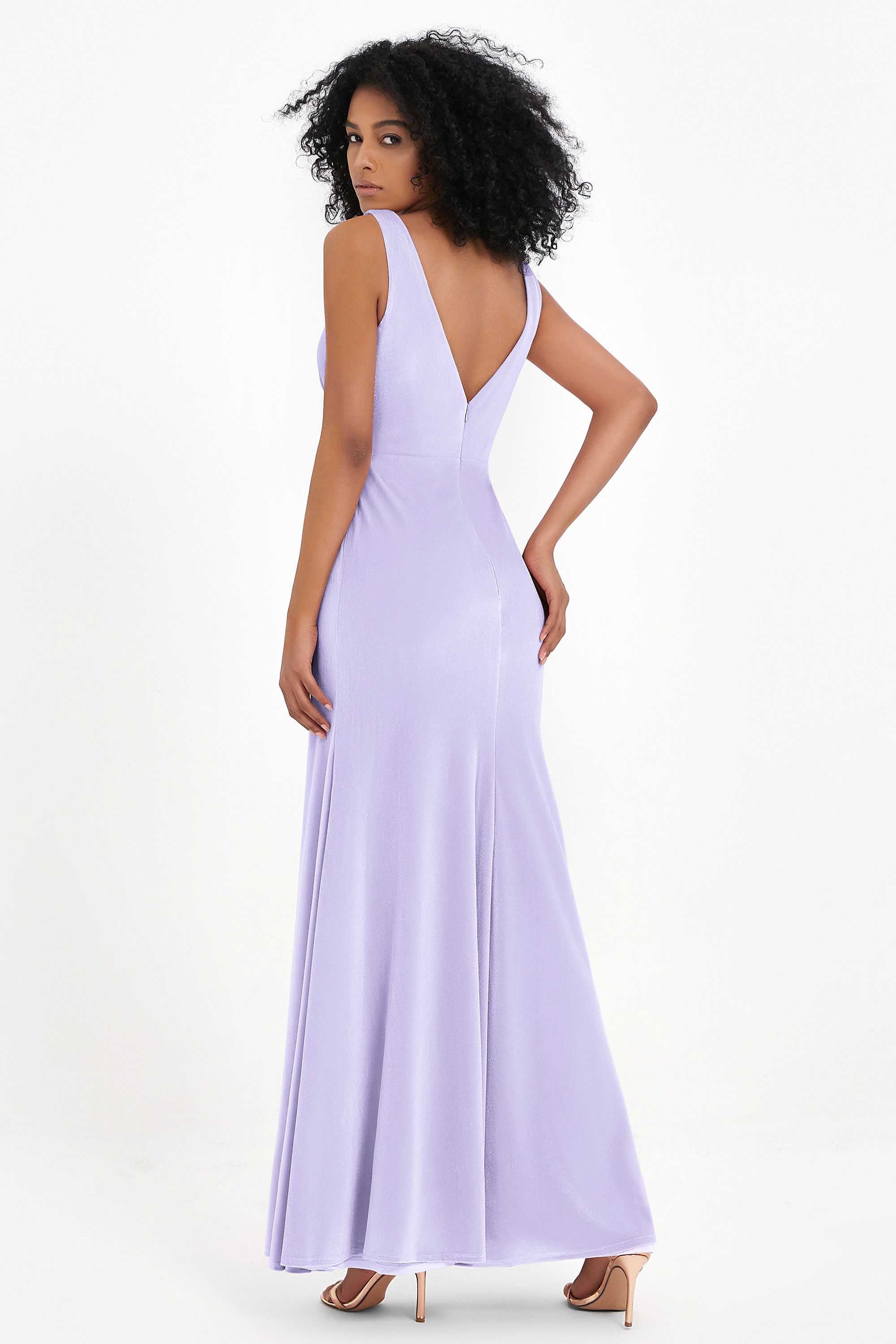 V-neck Velvet Sleeveless Formal Evening Dresses Sheath Long Bridesmaid Prom Party Dress Gowns