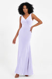 V-neck Velvet Sleeveless Formal Evening Dresses Sheath Long Bridesmaid Prom Party Dress Gowns