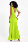 V-neck Velvet Sleeveless Formal Evening Dresses Sheath Long Bridesmaid Prom Party Dress Gowns
