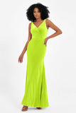 V-neck Velvet Sleeveless Formal Evening Dresses Sheath Long Bridesmaid Prom Party Dress Gowns