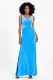 V-neck Velvet Sleeveless Formal Evening Dresses Sheath Long Bridesmaid Prom Party Dress Gowns