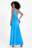V-neck Velvet Sleeveless Formal Evening Dresses Sheath Long Bridesmaid Prom Party Dress Gowns