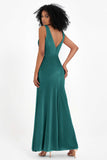 V-neck Velvet Sleeveless Formal Evening Dresses Sheath Long Bridesmaid Prom Party Dress Gowns