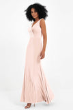 V-neck Velvet Sleeveless Formal Evening Dresses Sheath Long Bridesmaid Prom Party Dress Gowns