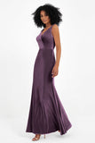 V-neck Velvet Sleeveless Formal Evening Dresses Sheath Long Bridesmaid Prom Party Dress Gowns