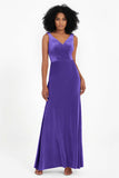 V-neck Velvet Sleeveless Formal Evening Dresses Sheath Long Bridesmaid Prom Party Dress Gowns