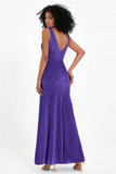 V-neck Velvet Sleeveless Formal Evening Dresses Sheath Long Bridesmaid Prom Party Dress Gowns