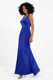 V-neck Velvet Sleeveless Formal Evening Dresses Sheath Long Bridesmaid Prom Party Dress Gowns