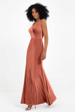 V-neck Velvet Sleeveless Formal Evening Dresses Sheath Long Bridesmaid Prom Party Dress Gowns