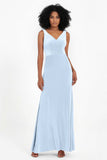 V-neck Velvet Sleeveless Formal Evening Dresses Sheath Long Bridesmaid Prom Party Dress Gowns