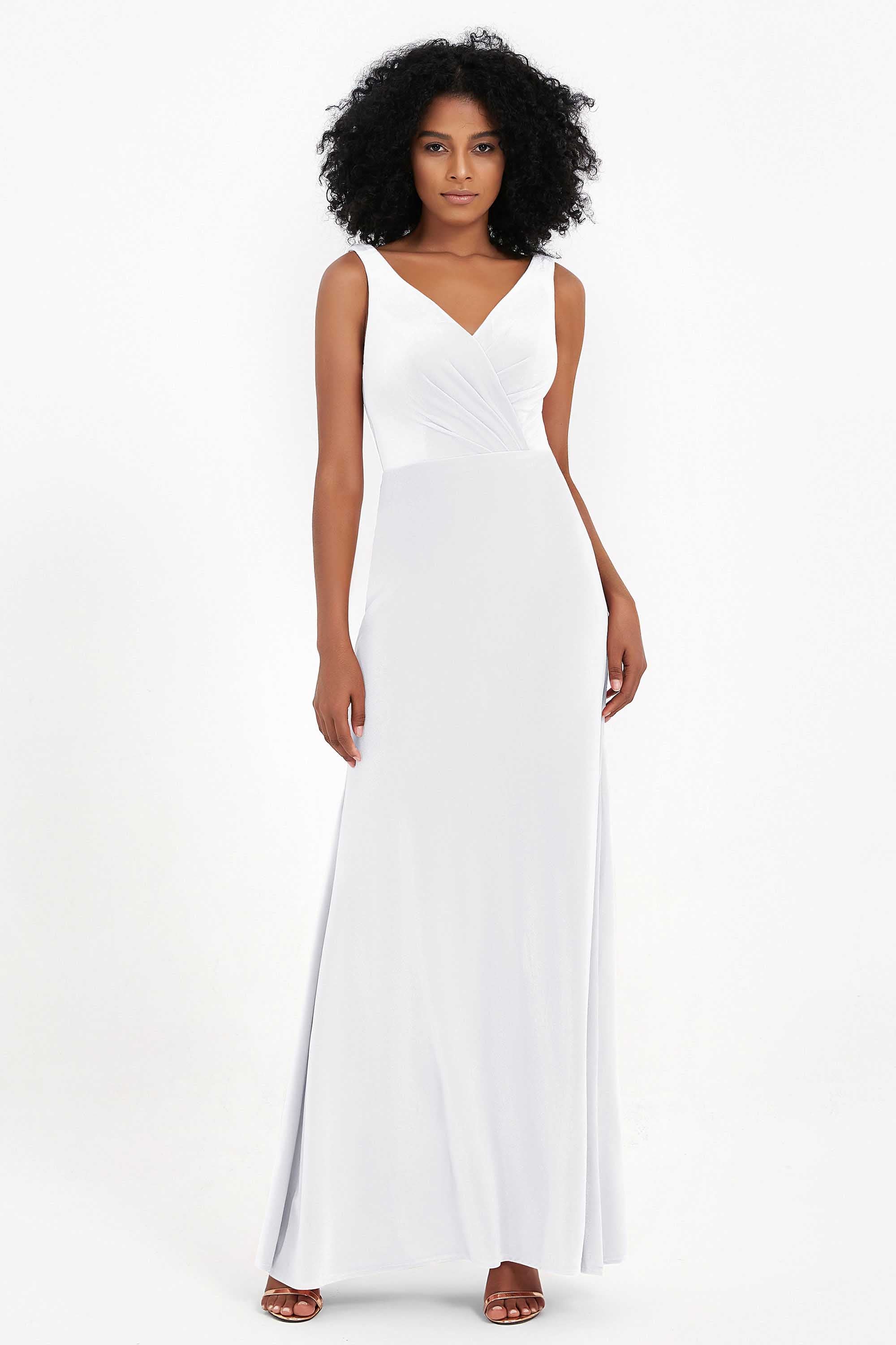 V-neck Velvet Sleeveless Formal Evening Dresses Sheath Long Bridesmaid Prom Party Dress Gowns