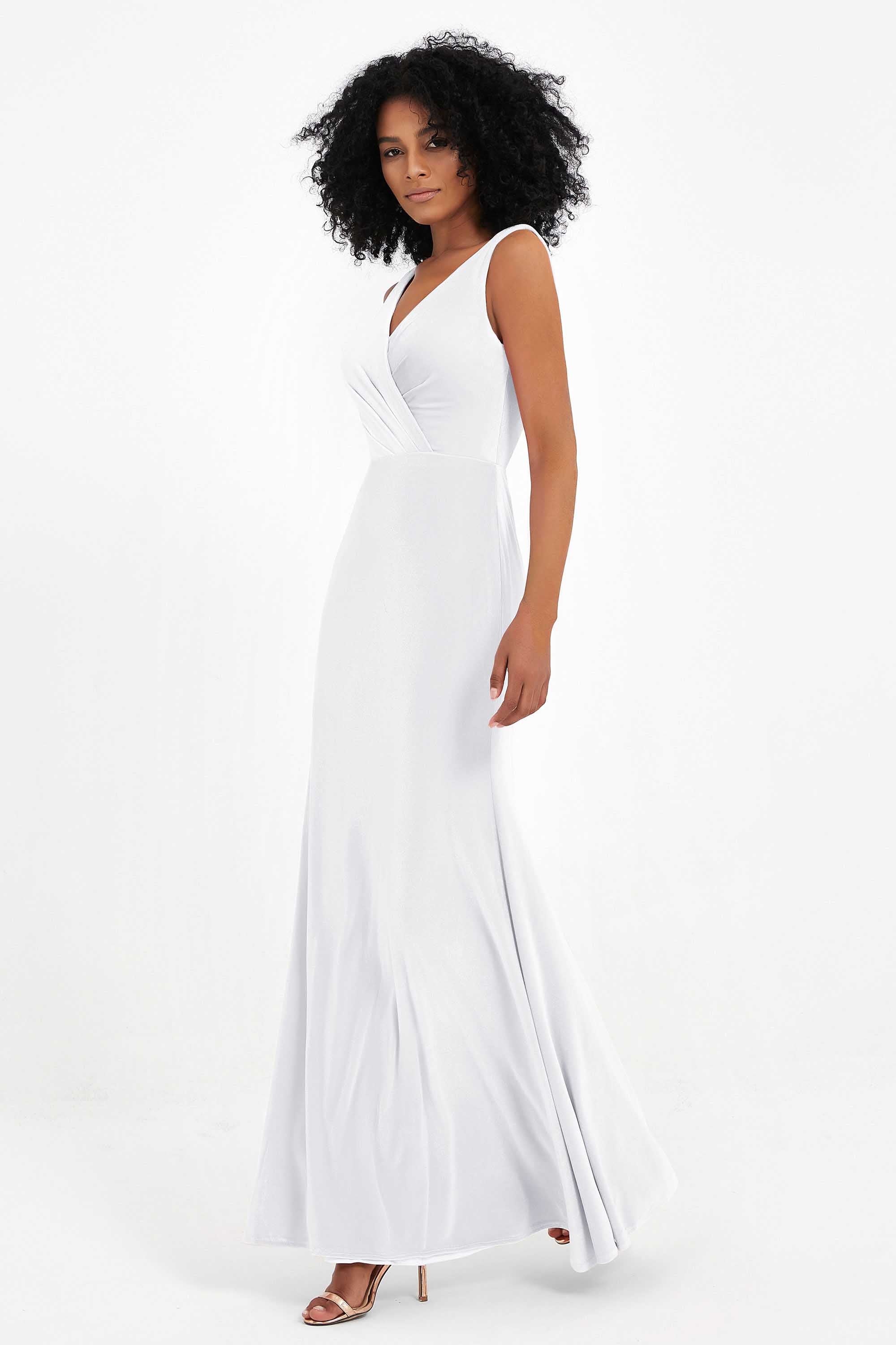 V-neck Velvet Sleeveless Formal Evening Dresses Sheath Long Bridesmaid Prom Party Dress Gowns
