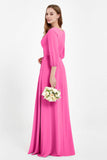 Long Sleeves V Neck Chiffon Bridesmaid Dresses Mother of the Bride Dress Evening Party Gowns