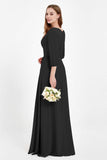Long Sleeves V Neck Chiffon Bridesmaid Dresses Mother of the Bride Dress Evening Party Gowns
