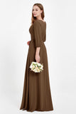 Long Sleeves V Neck Chiffon Bridesmaid Dresses Mother of the Bride Dress Evening Party Gowns