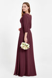 Long Sleeves V Neck Chiffon Bridesmaid Dresses Mother of the Bride Dress Evening Party Gowns