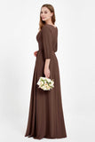 Long Sleeves V Neck Chiffon Bridesmaid Dresses Mother of the Bride Dress Evening Party Gowns