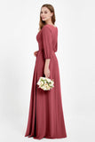 Long Sleeves V Neck Chiffon Bridesmaid Dresses Mother of the Bride Dress Evening Party Gowns