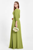 Long Sleeves V Neck Chiffon Bridesmaid Dresses Mother of the Bride Dress Evening Party Gowns