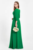 Long Sleeves V Neck Chiffon Bridesmaid Dresses Mother of the Bride Dress Evening Party Gowns
