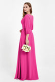 Long Sleeves V Neck Chiffon Bridesmaid Dresses Mother of the Bride Dress Evening Party Gowns