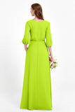 Long Sleeves V Neck Chiffon Bridesmaid Dresses Mother of the Bride Dress Evening Party Gowns