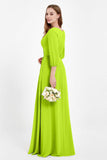 Long Sleeves V Neck Chiffon Bridesmaid Dresses Mother of the Bride Dress Evening Party Gowns
