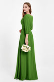 Long Sleeves V Neck Chiffon Bridesmaid Dresses Mother of the Bride Dress Evening Party Gowns